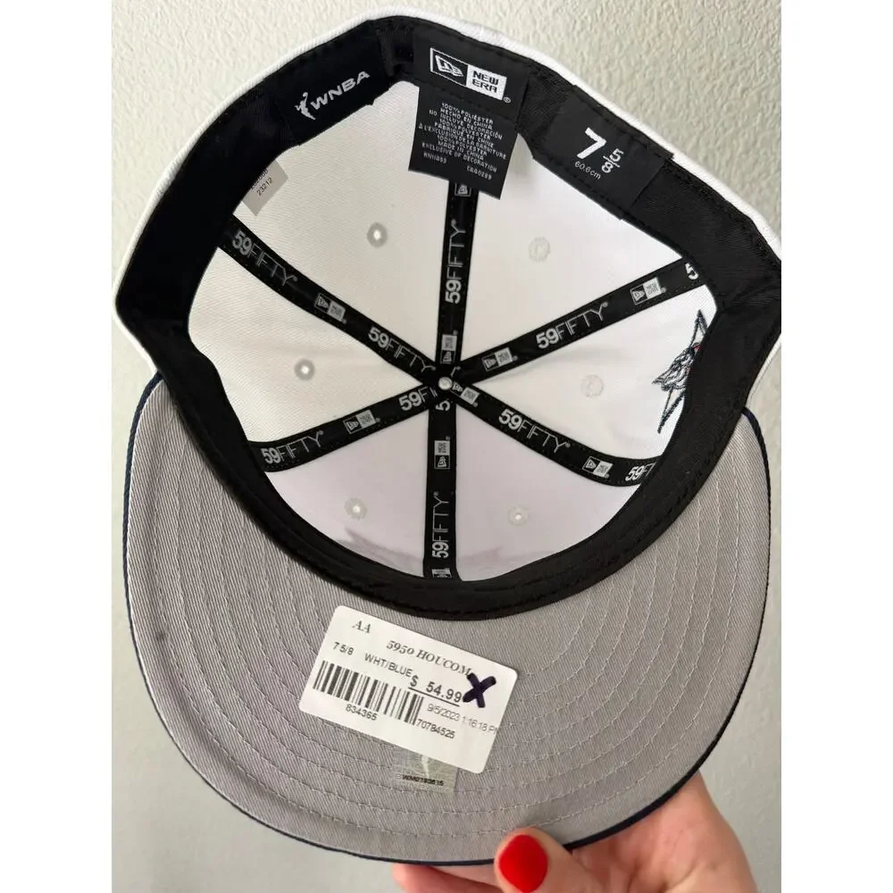 New Era 59FIFTY Houston Comets WNBA Fitted Hat White Navy Space Logo 7 5/8 NWT
